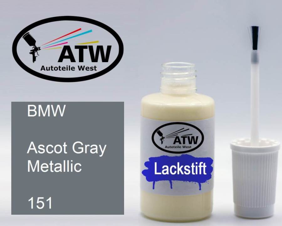 BMW, Ascot Gray Metallic, 151: 20ml Lackstift, von ATW Autoteile West.